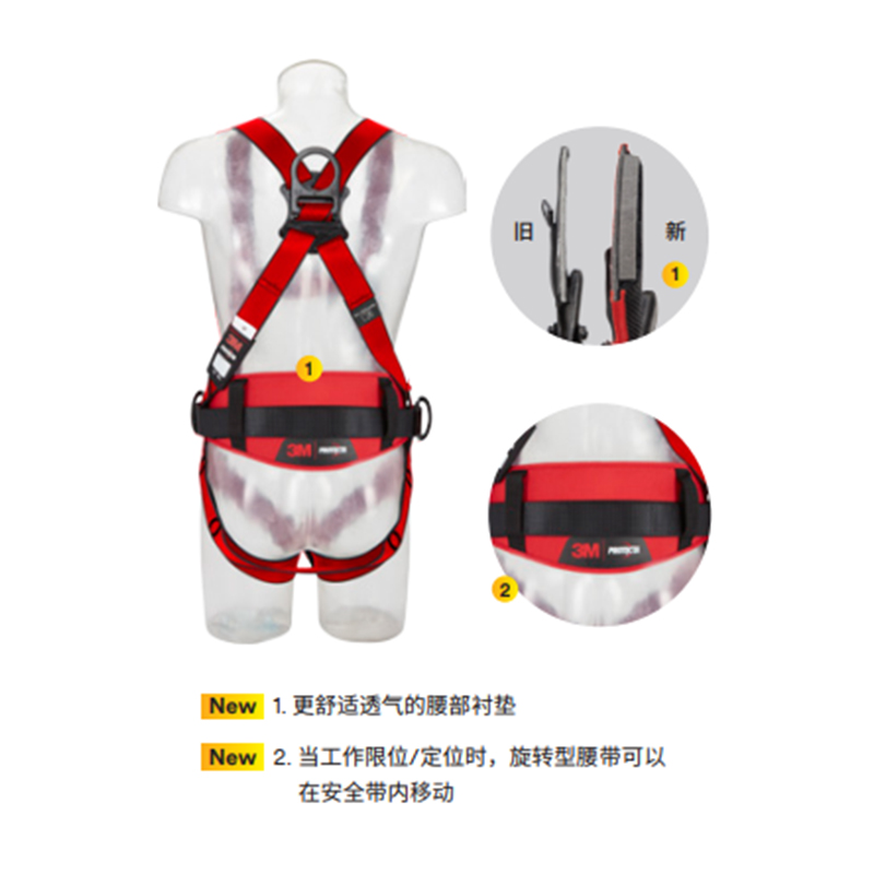 3M1161732保泰特P200五點式全身式安全帶S紅色圖片1