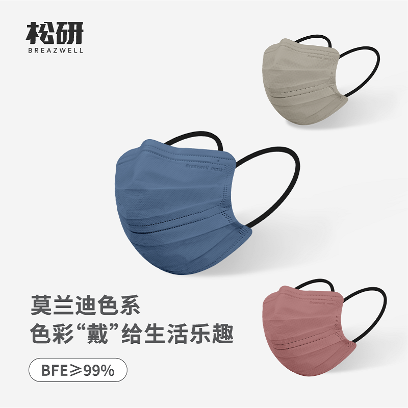 松研B29-3莫蘭迪彩色平面一次性口罩圖片1 松研B29-3莫蘭迪彩色平面一次性口罩圖片1
