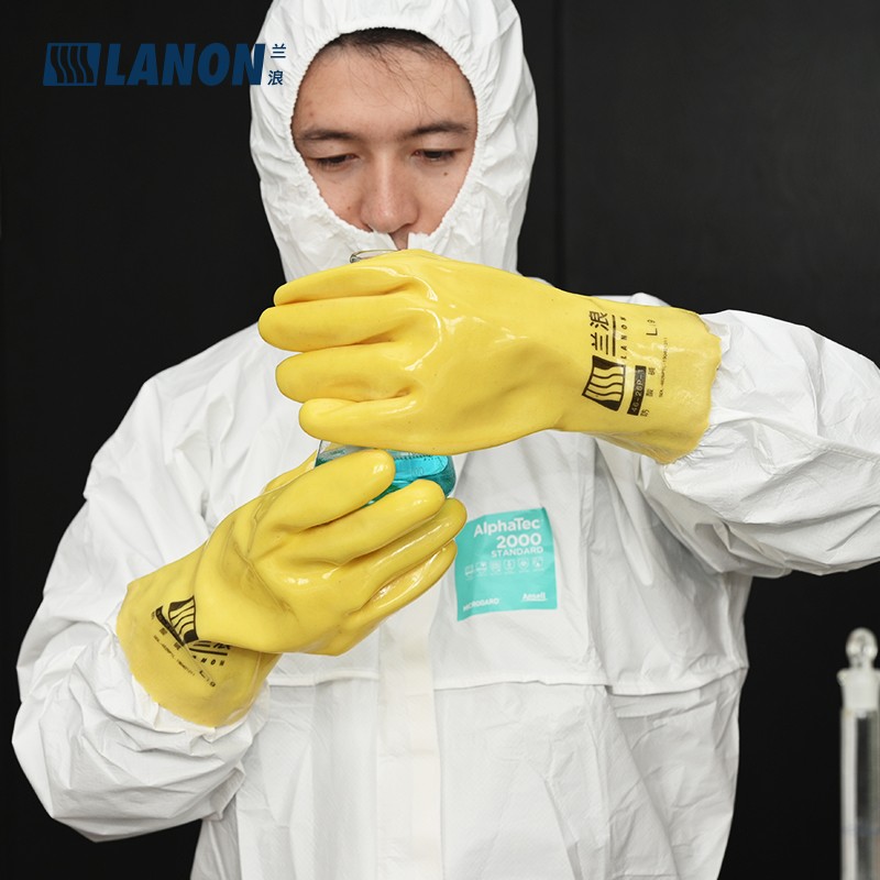 LANON蘭浪46-26P-1耐酸堿PVC防化手套圖片2 LANON蘭浪46-26P-1耐酸堿PVC防化手套圖片2