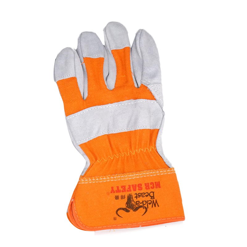 焊獸11301黃布一層短皮勞保手套圖片1