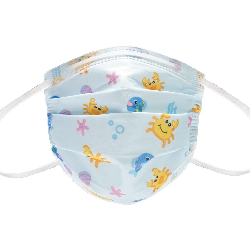 霍盛HMS-DM-06舒適平面口罩超小號35片盒裝(小螃蟹印花款)圖片3