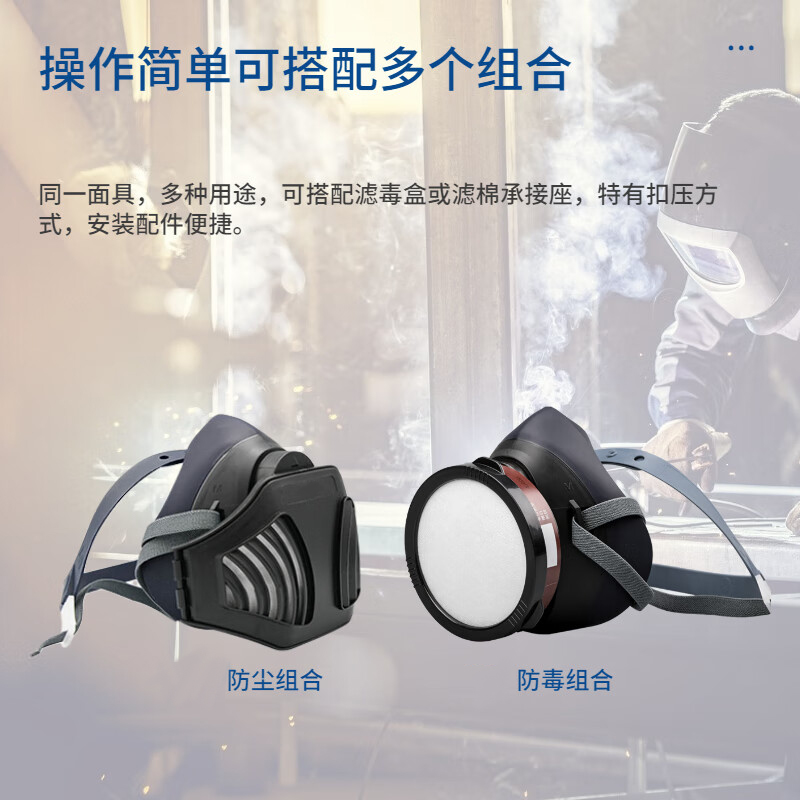 定和DH20105硅膠單濾盒半面罩防毒面具圖片4
