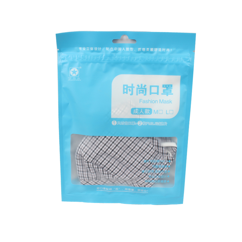 藍星灰格耳戴式成人棉布口罩圖片4