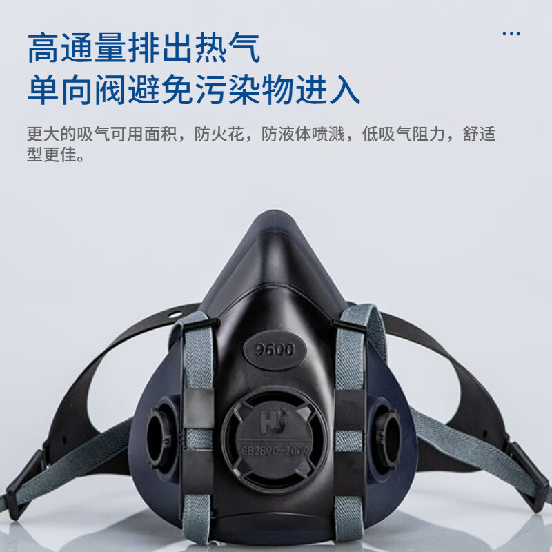 呼享9600雙濾盒硅膠半面罩防毒面具圖片3