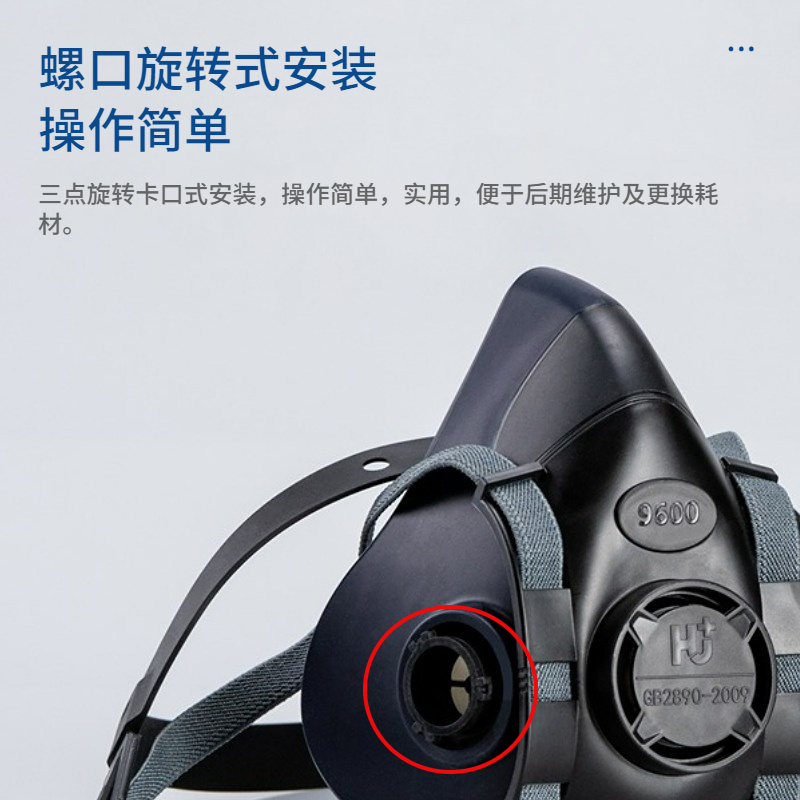 呼享9600雙濾盒硅膠半面罩防毒面具圖片4