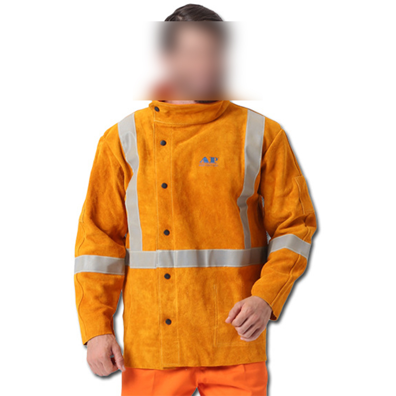 友盟AP-2160金黃色側開胸全皮焊工服圖片1