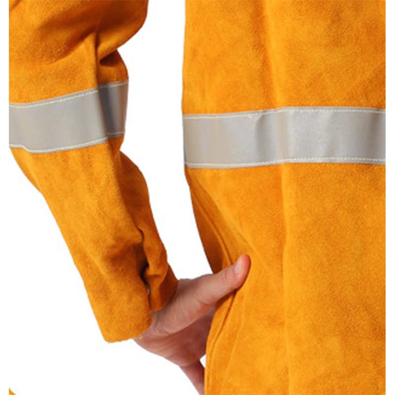 友盟AP-2160金黃色側開胸全皮焊工服圖片3