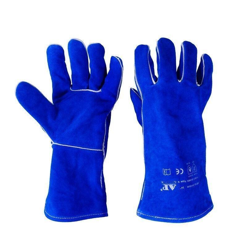 友盟AP-0160藍色牛二層皮電焊手套圖片2