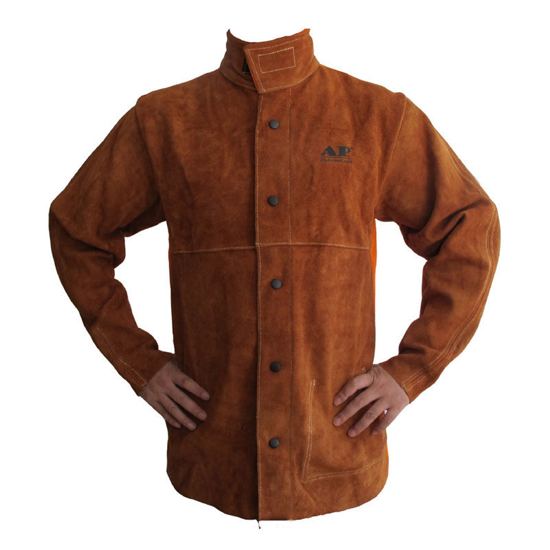 友盟AP-3080咖啡色牛二層皮阻燃焊工服圖片1 友盟AP-3080咖啡色牛二層皮阻燃焊工服圖片1
