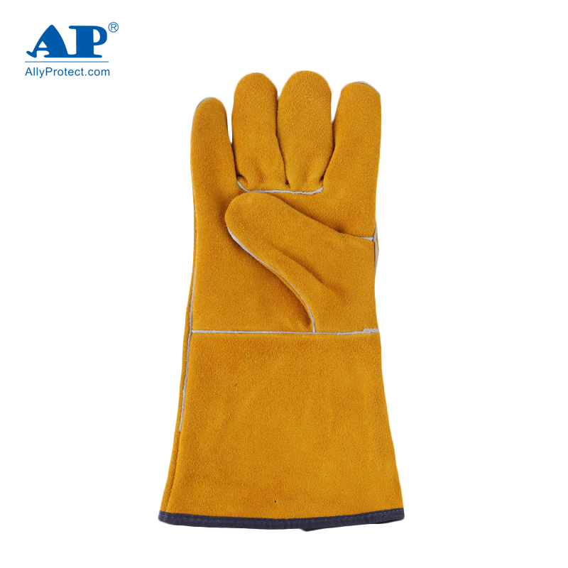 友盟AP-1210金黃色牛二層皮電焊手套圖片4
