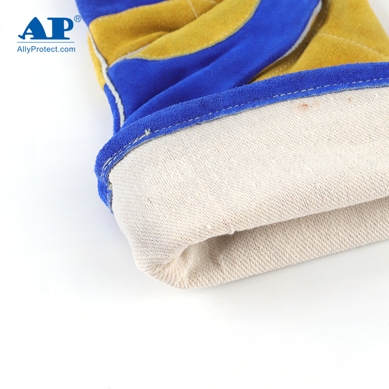 友盟AP-1166彩藍色牛二層皮電焊手套圖片5