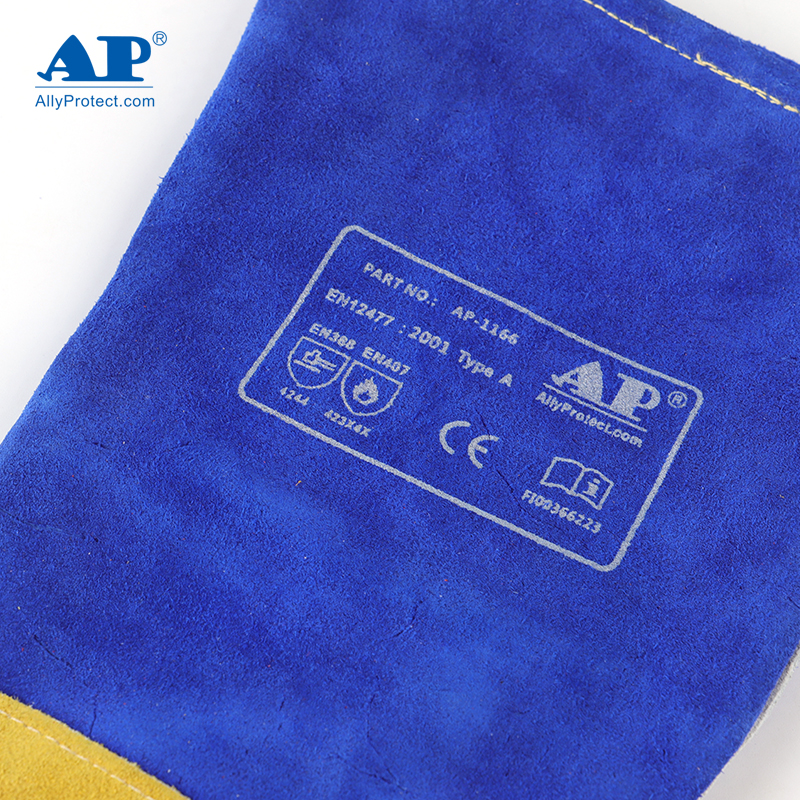 友盟AP-1166彩藍色牛二層皮電焊手套圖片4