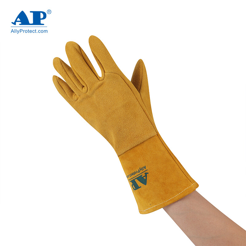 友盟AP-2327金黃色鹿二層皮電焊手套圖片1