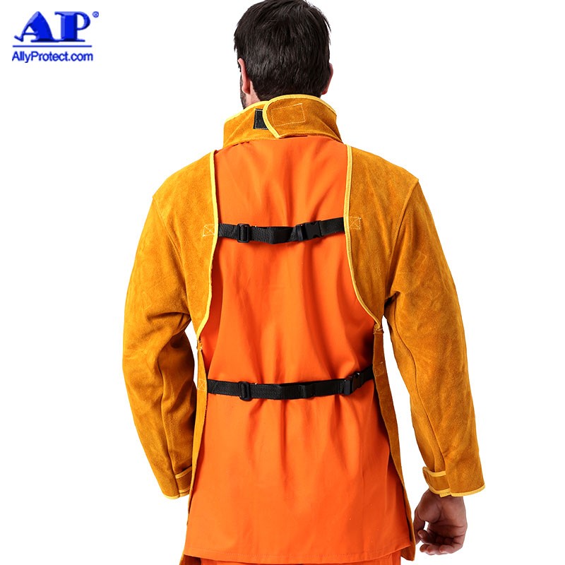 友盟AP-8000金黃色皮護(hù)胸帶領(lǐng)長袖圍裙圖片2