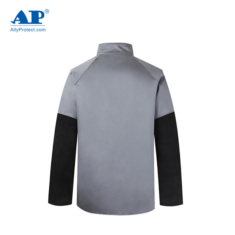 友盟AP-4530灰色阻燃布配黑色牛皮阻燃工作服上衣圖片2 友盟AP-4530灰色阻燃布配黑色牛皮阻燃工作服上衣圖片2