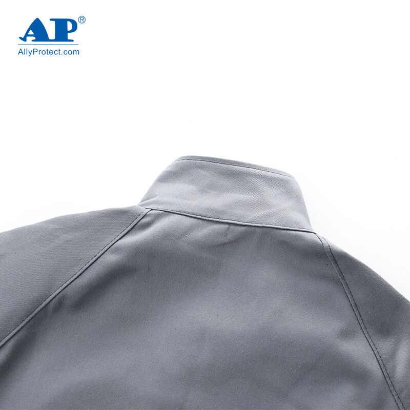 友盟AP-4530灰色阻燃布配黑色牛皮阻燃工作服上衣圖片4 友盟AP-4530灰色阻燃布配黑色牛皮阻燃工作服上衣圖片4