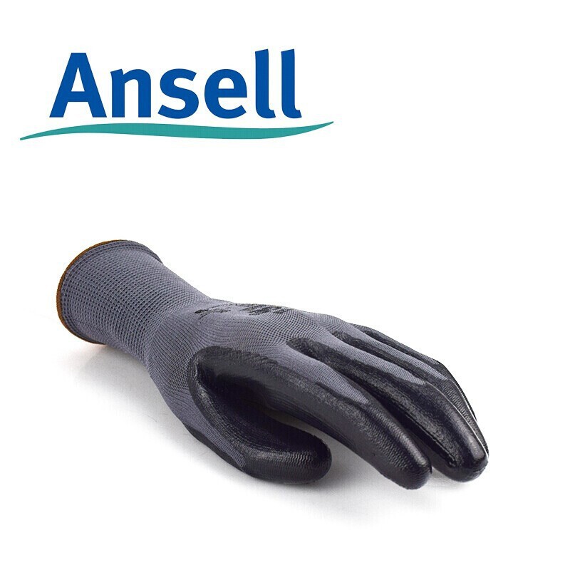 安思爾48-126滌綸PU掌部涂層黑色勞保手套圖片2