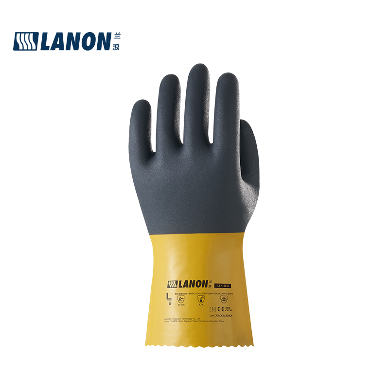 LANON蘭浪U100-35PVC磨砂防滑耐油防化手套圖片1 LANON蘭浪U100-35PVC磨砂防滑耐油防化手套圖片1