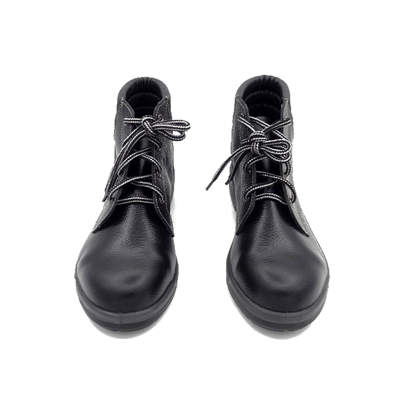 希滿YS-722黑色中幫頭層壓花牛皮防滑防砸安全鞋圖片1