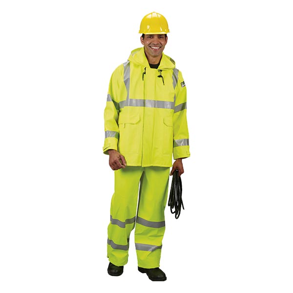 雷克蘭ABPVC10LY防水PVC涂層反光阻燃防電弧服背帶褲