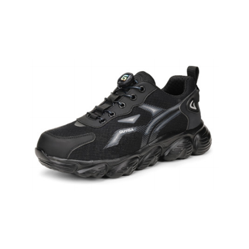 GUYISA古伊薩F021運動系列防砸防刺穿智能旋鈕款黑色安全鞋