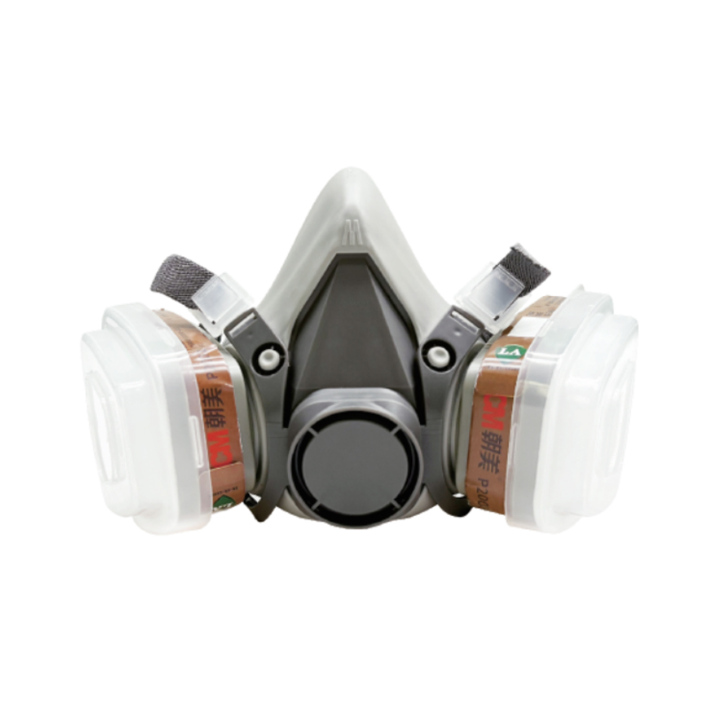 朝美6200A+P2001頭戴式雙濾盒半面罩防毒面具