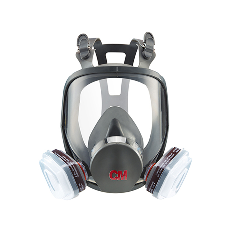 朝美7501+P2001頭戴式硅膠雙濾盒全面罩防毒面具