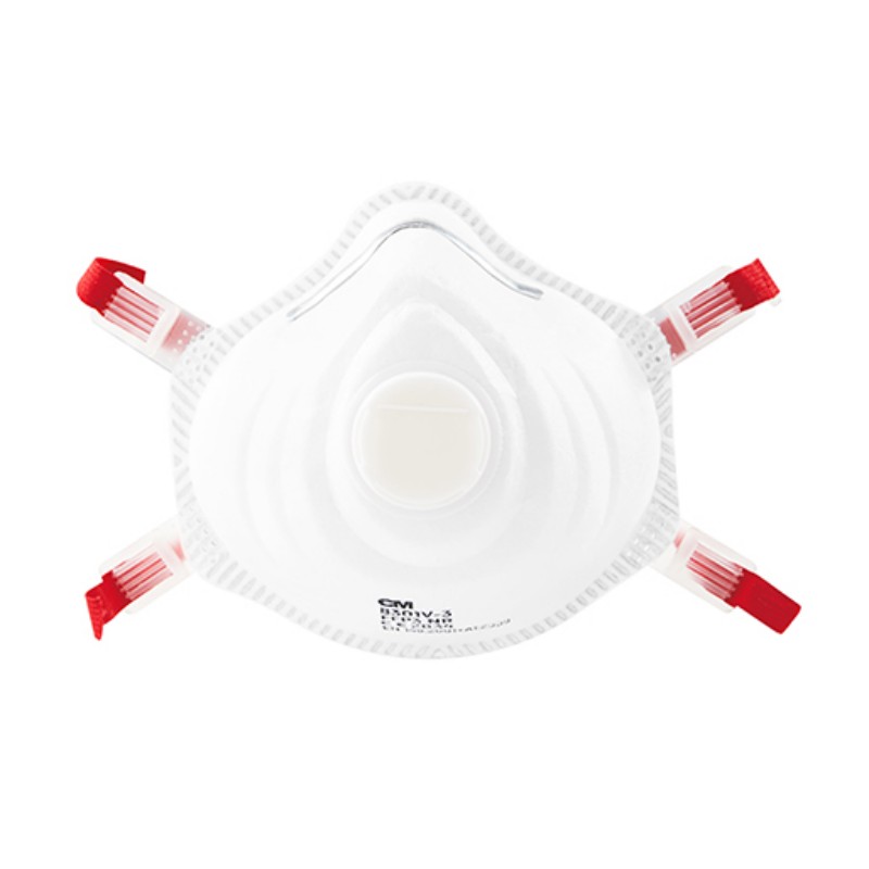 朝美8301V-3白色頭戴式杯狀帶閥FFP3防塵口罩