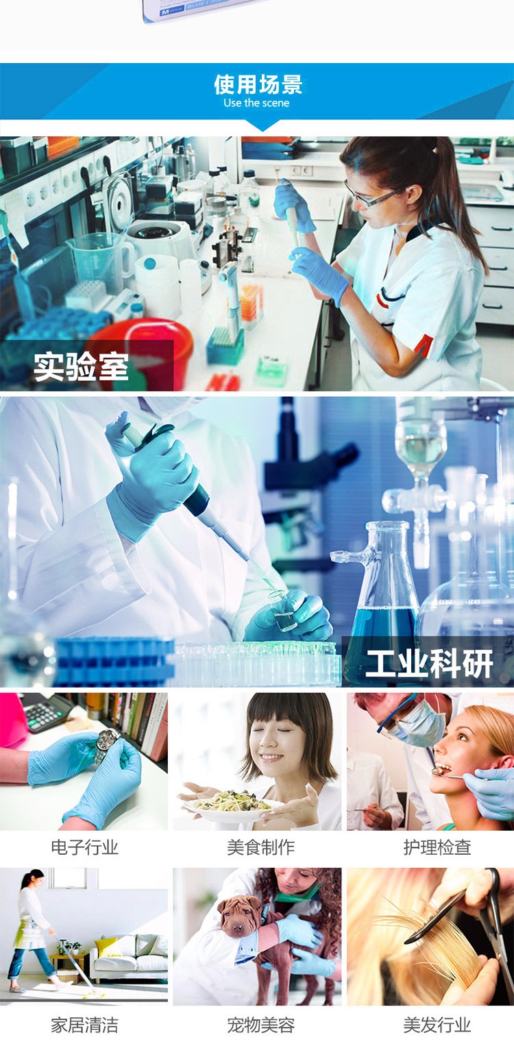 麥迪康1136B藍(lán)色無粉加強(qiáng)型一次性丁腈手套S圖片3