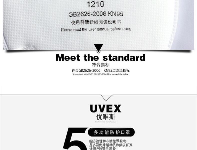 UVEX優唯斯8721210折疊式帶閥KN95防塵口罩圖片10