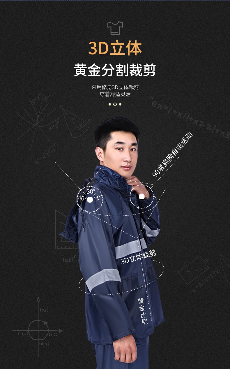 君御N211-2A帶反光條雨衣套裝圖片3