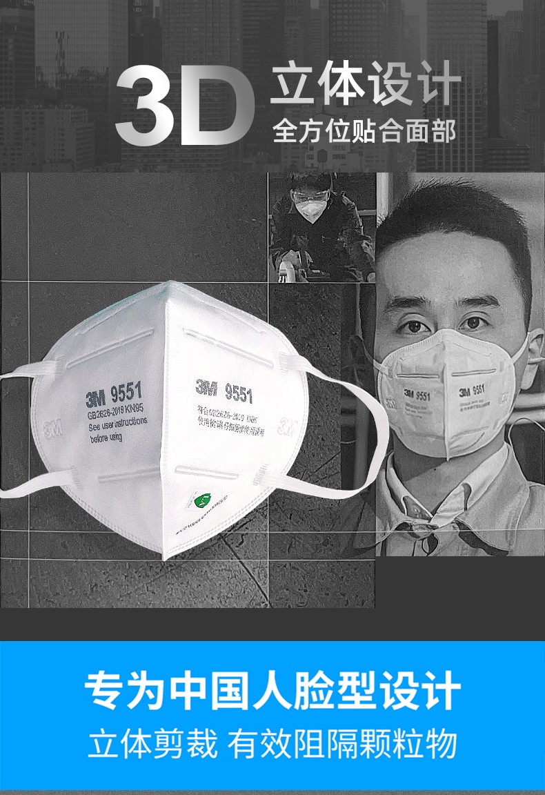 3M9551折疊式防顆粒物防塵口罩圖片4