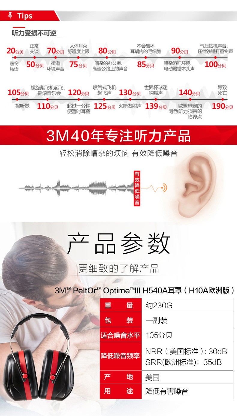 3M H540A-411-SV Optime 3 頭帶防噪音耳罩圖2