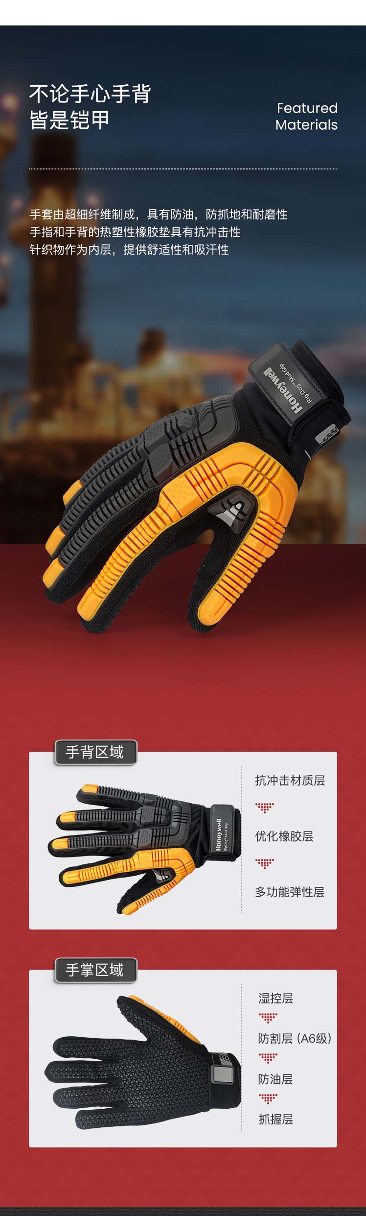 Honeywell霍尼韋爾42-623BO Rig Dog泥握款防割手套圖片4