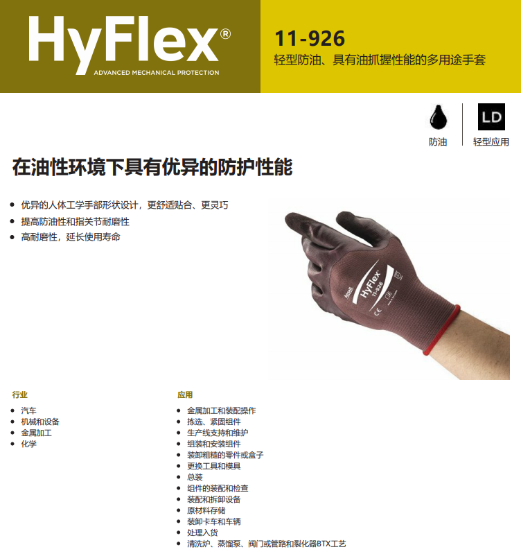Ansell安思爾11-926HyFlex勞保手套圖1