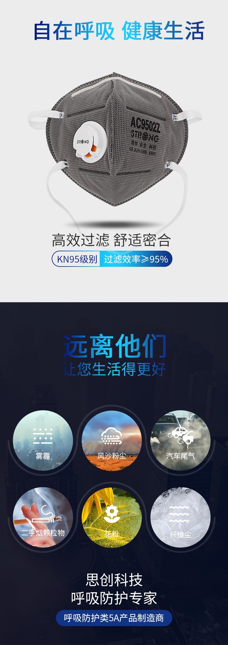 思創(chuàng)ST-AC9502Z KN95頭帶式防塵口罩