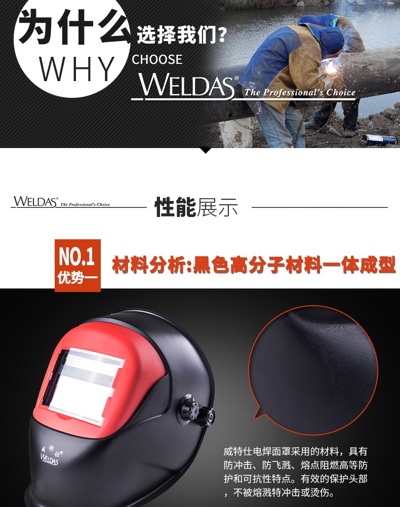 威特仕608.0002自動變光太陽能電焊面罩圖3