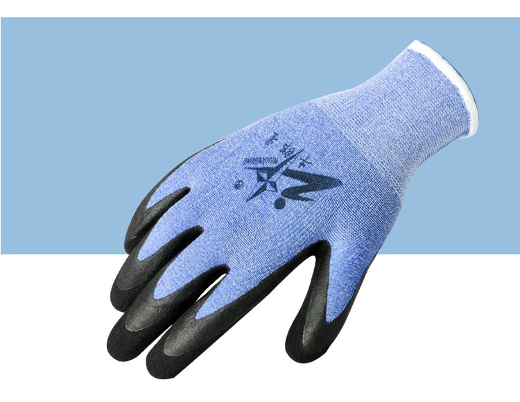 牛郎星彈力星藍黑發泡勞保手套圖片10