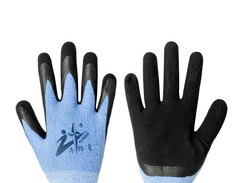 牛郎星彈力星藍黑發泡勞保手套圖片11