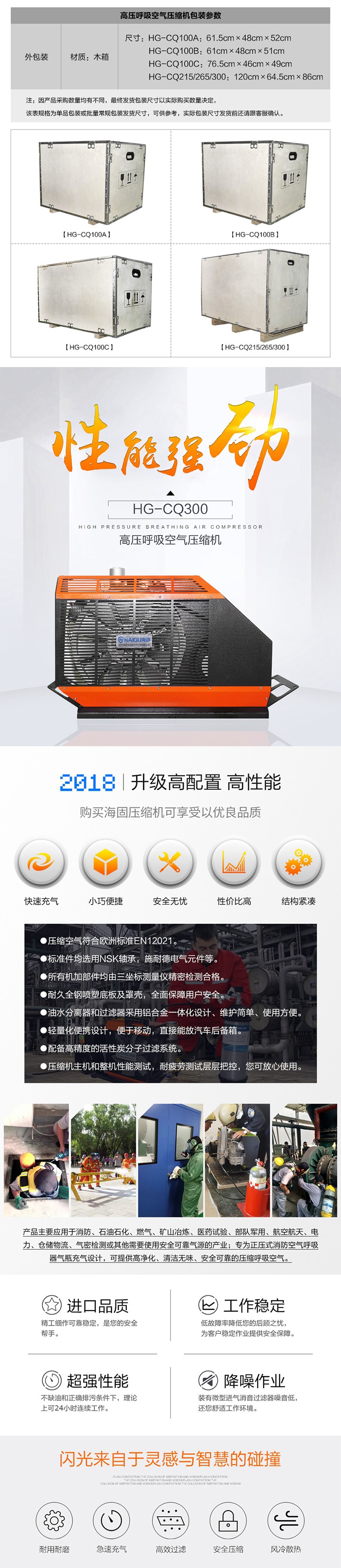 海固HG-CQ300高壓呼吸空氣壓縮機 正壓式空氣呼吸器充氣泵圖片3