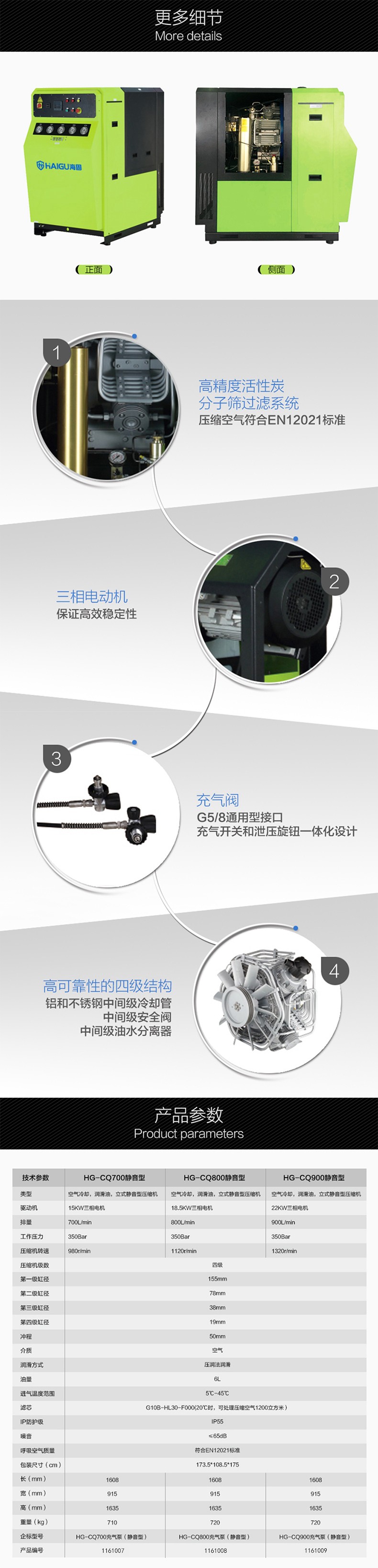 海固HG-CQ900高壓呼吸空氣壓縮機 正壓式空氣呼吸器充氣泵圖片2