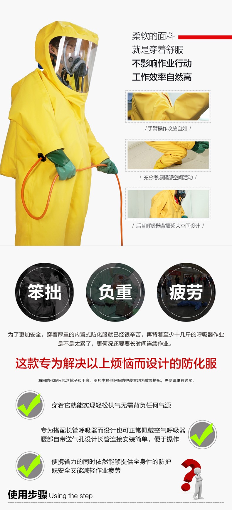 海固定制款！內(nèi)置外接 內(nèi)置插孔防化服圖片2