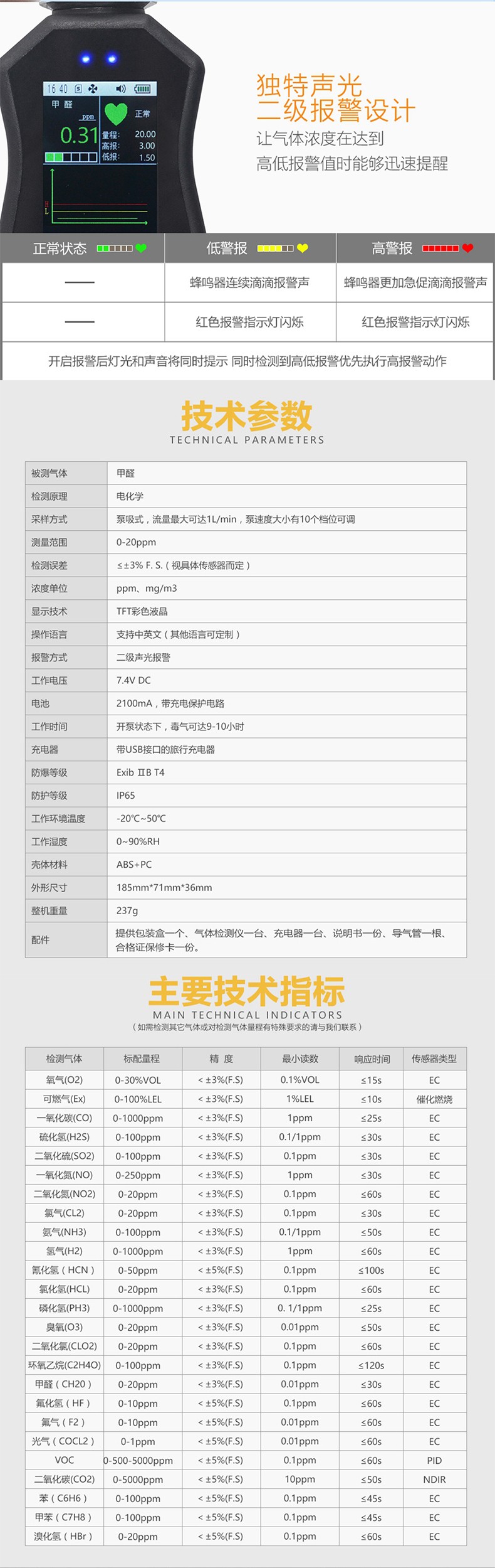 海固HG-BX-CH2O甲醛彩屏氣體檢測儀圖片