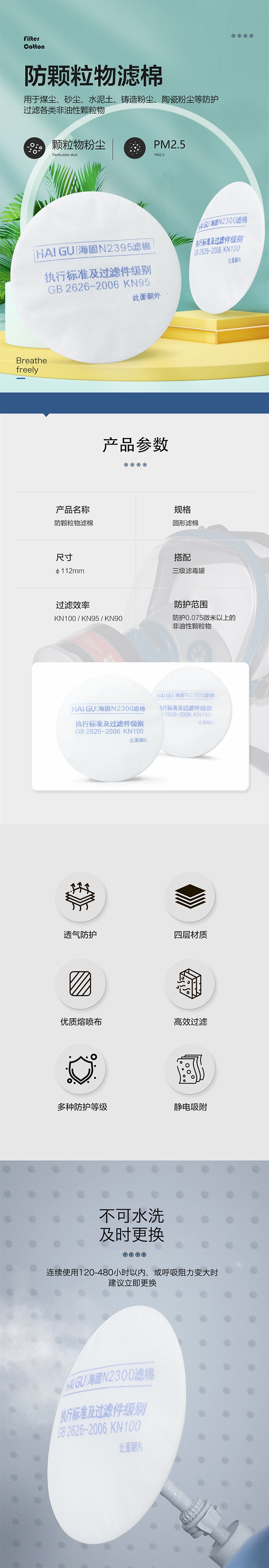 海固N2395 2系列KN95非油性顆粒物濾棉圖片