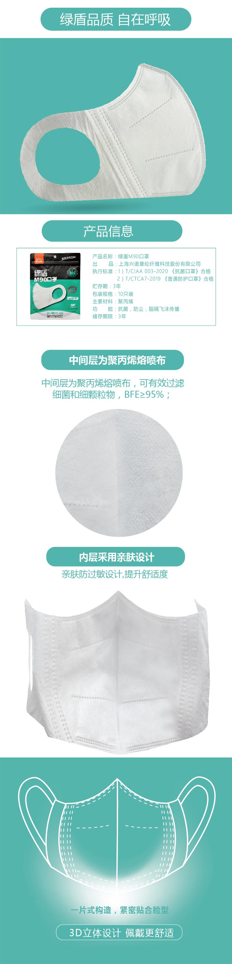 綠盾5001 M90成人口罩圖片