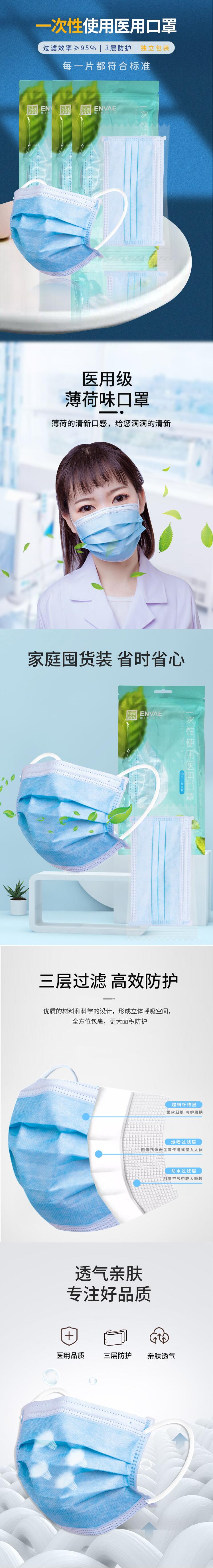 恩惠醫(yī)療平面一次性醫(yī)用口罩圖片