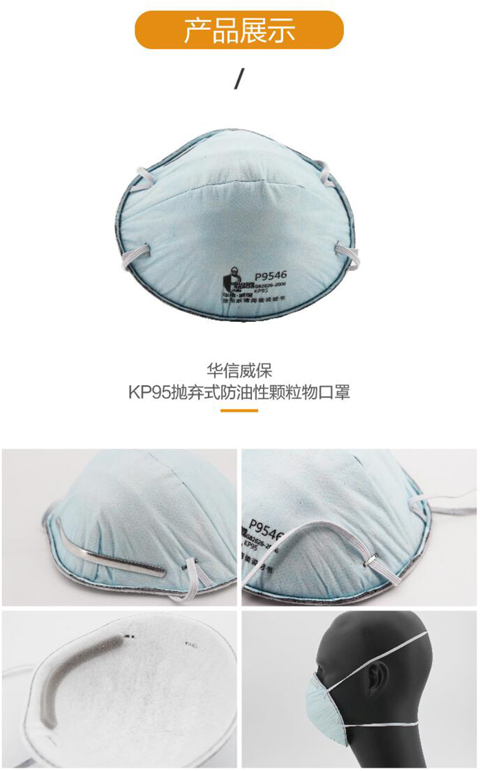 華信威保KP9546拋棄式防油性/非油性顆粒物口罩圖片2