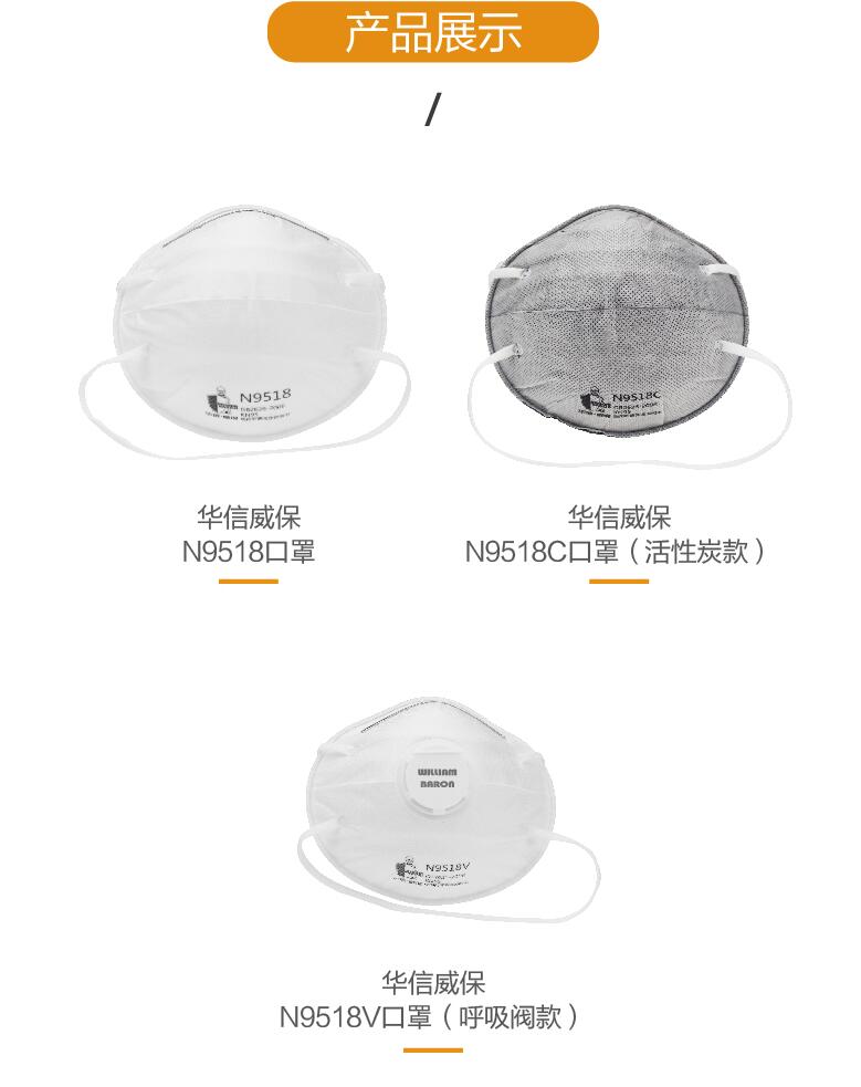 華信威保N9518V頭戴式帶閥杯狀口罩圖片4