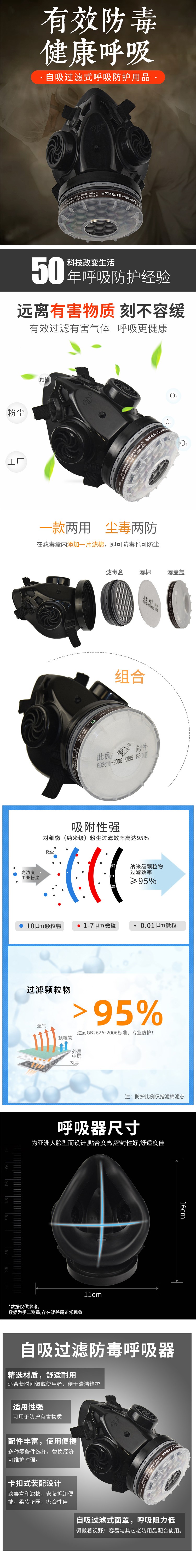 勞衛101C-3單濾盒半面罩防毒面具圖片