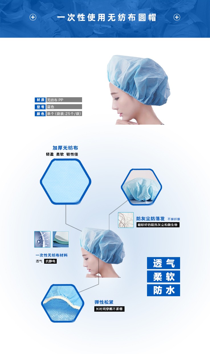 高貝斯5016-0004一次性無(wú)紡布醫(yī)用防護(hù)頭罩圖片